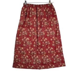 Market Place Dignity Not Charity Red Floral‎ Cotton Maxi Skirt Size L